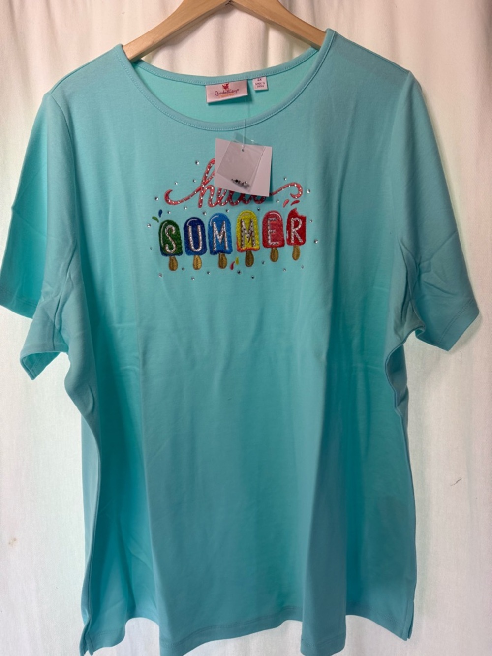 Quacker Factory Girls' Turquoise 'Sweet Summer' Embellished Tee